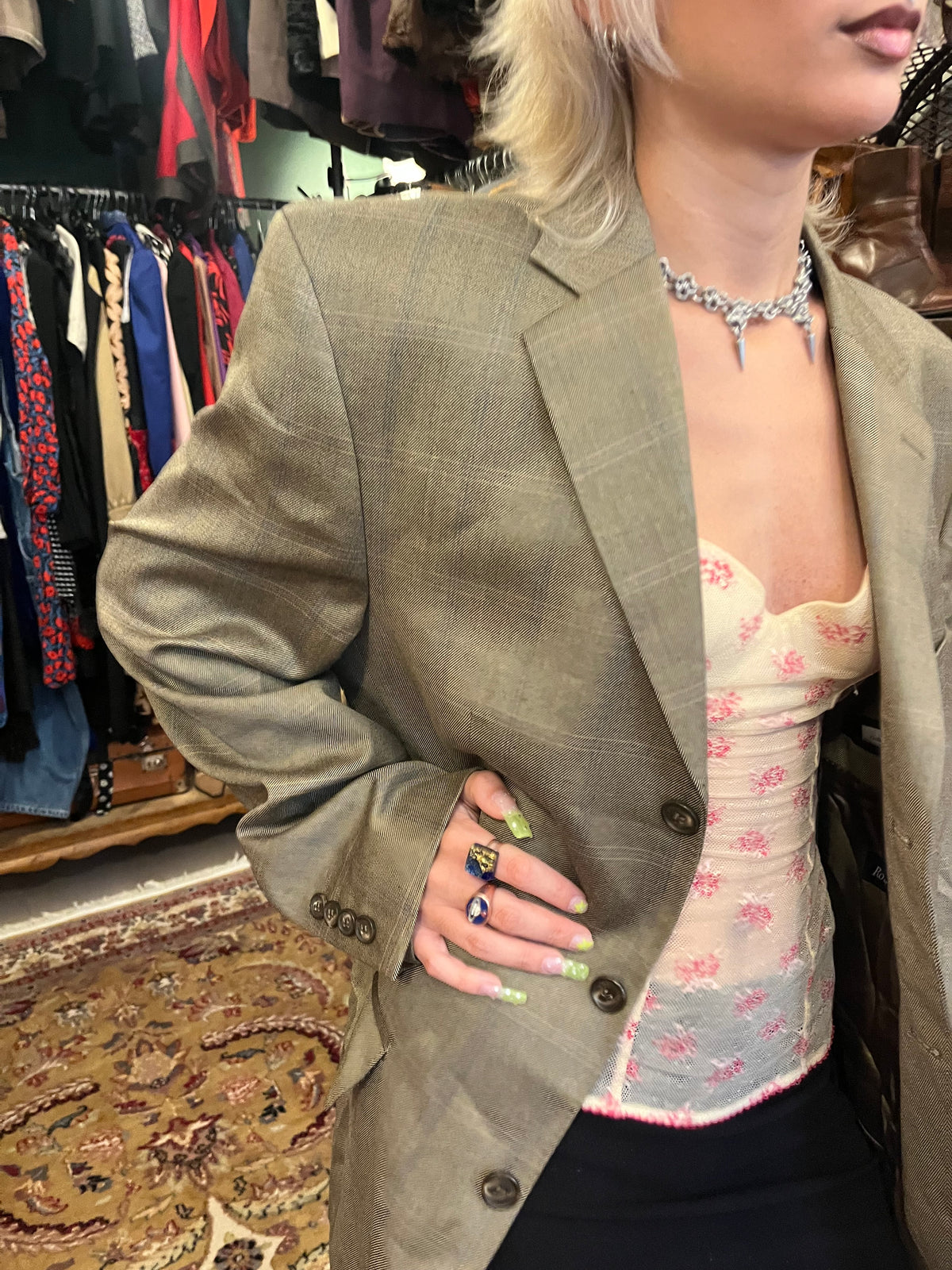 90s plaid blazer