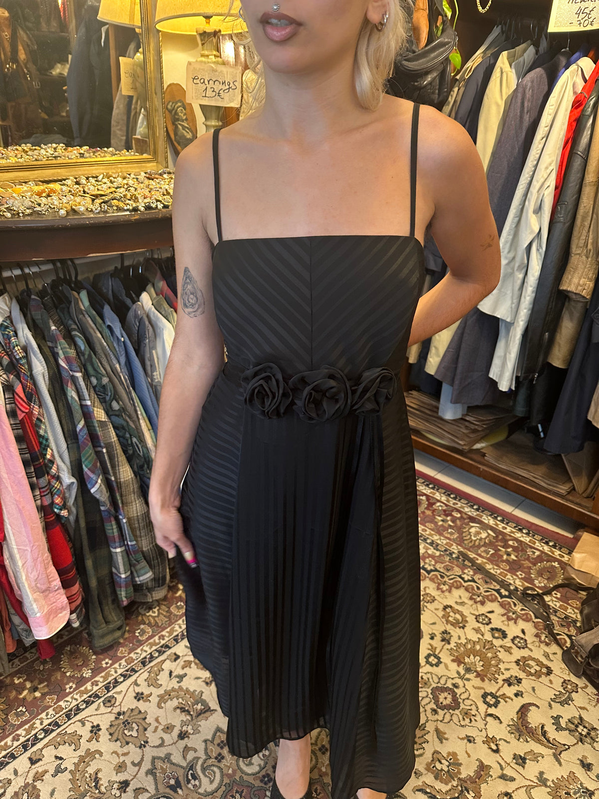 Black Striped Midi Dress