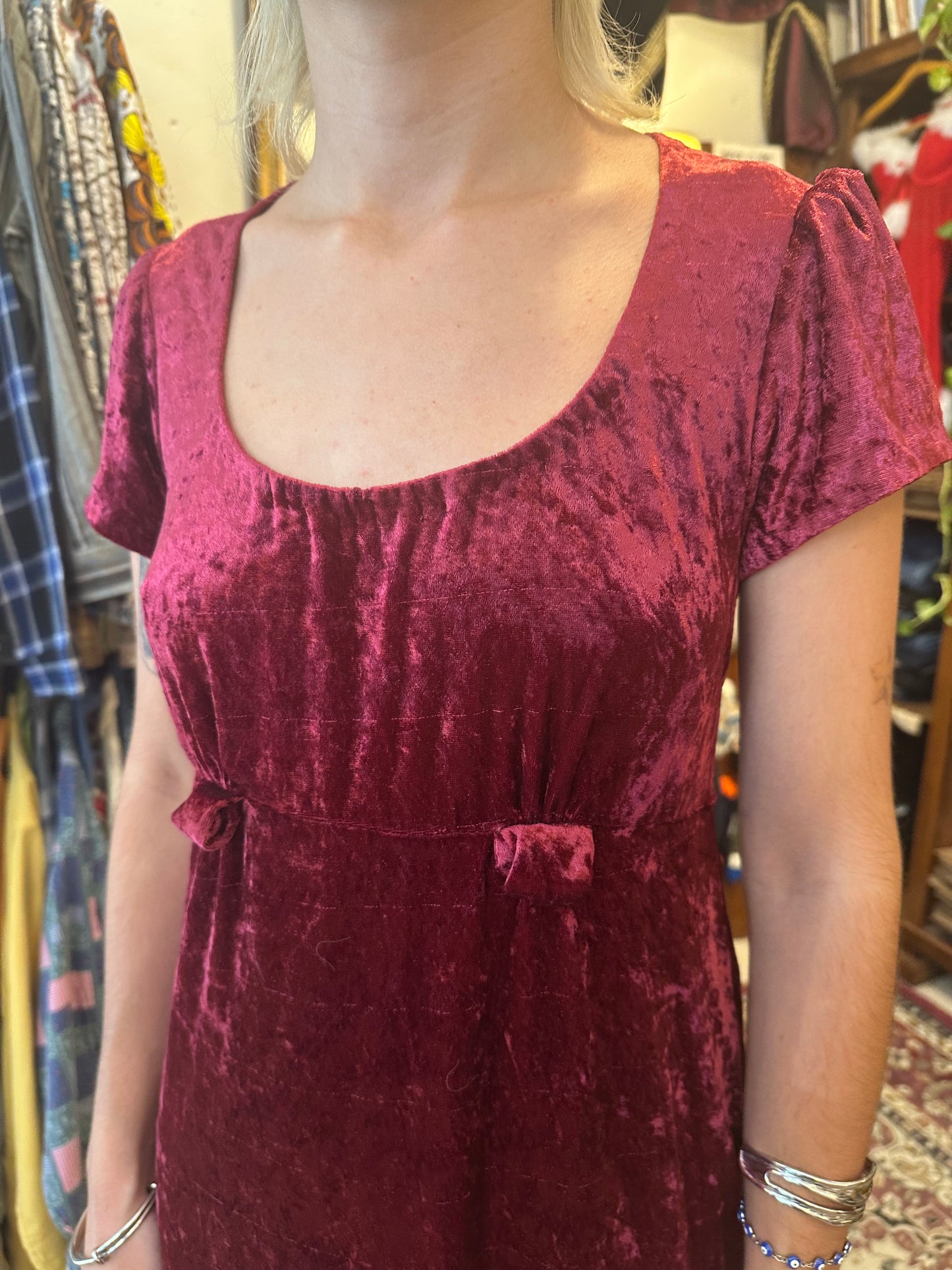Velvet midi burgundy dress
