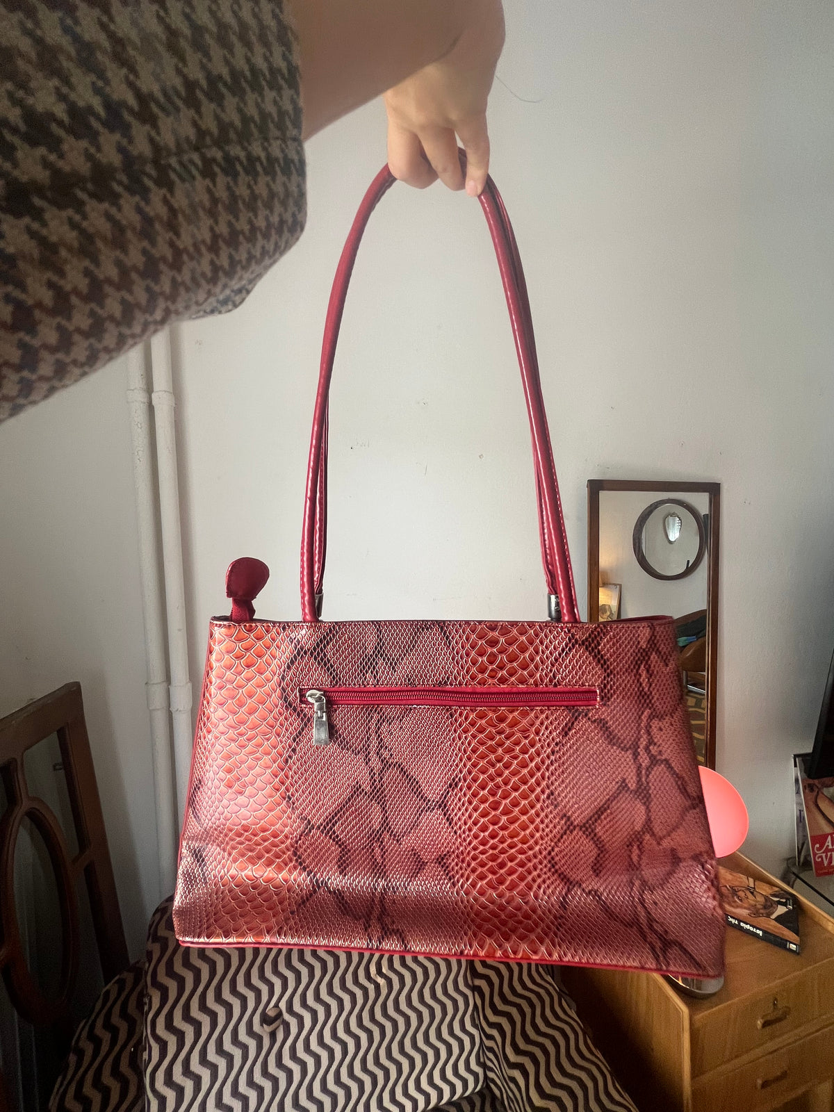 90s snake print handbag