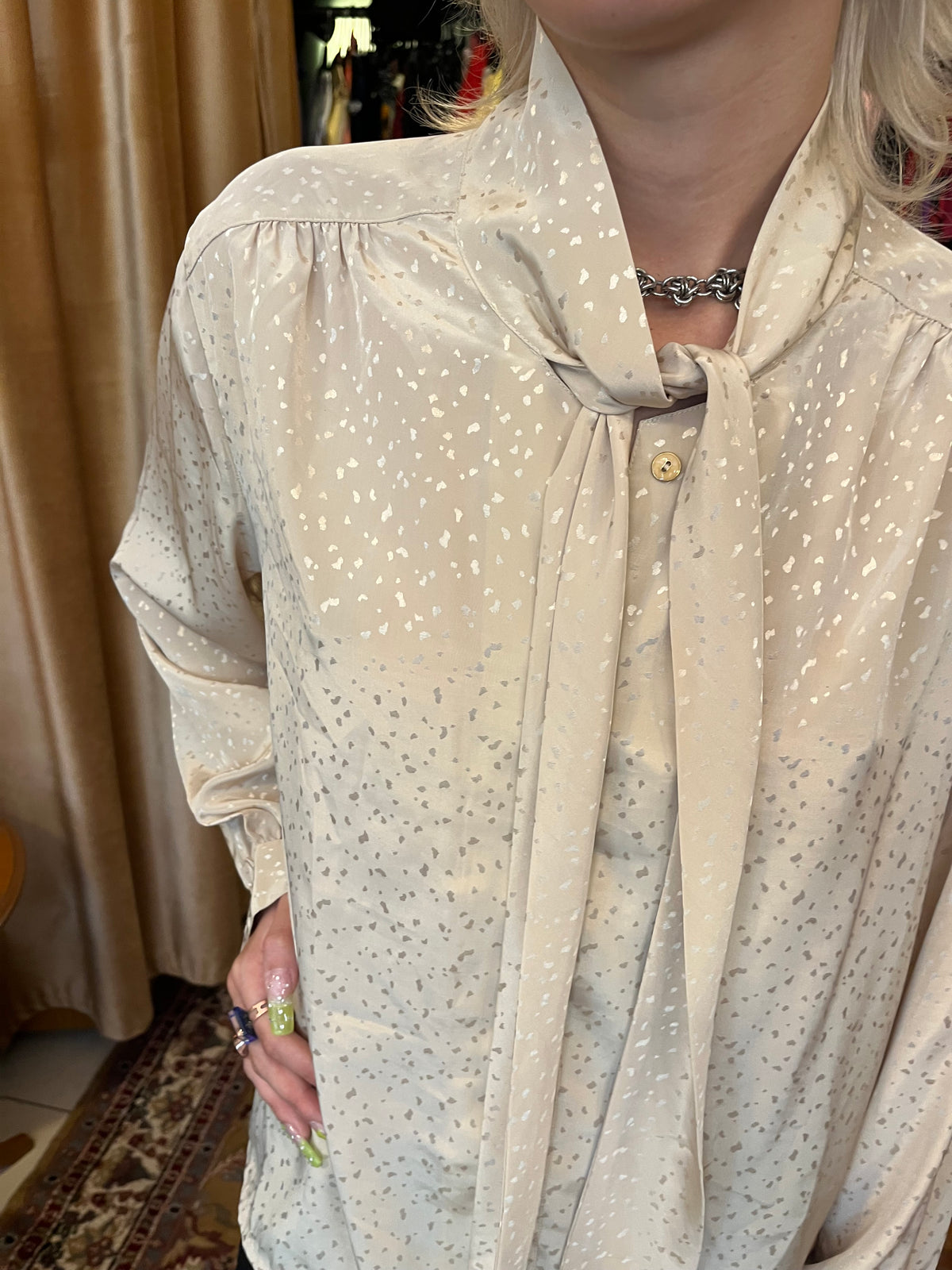 Vintage Beige Patterned Shirt