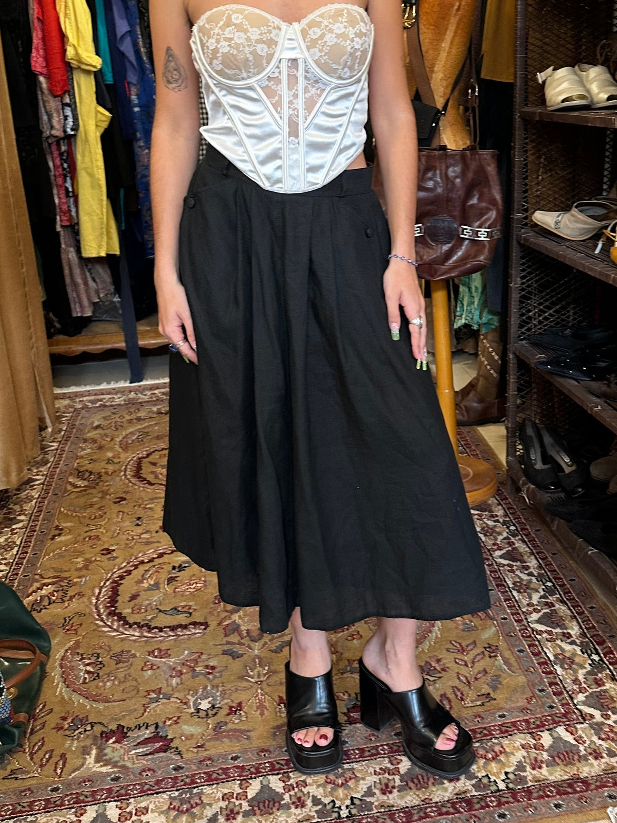 Black Vintage Midi Skirt