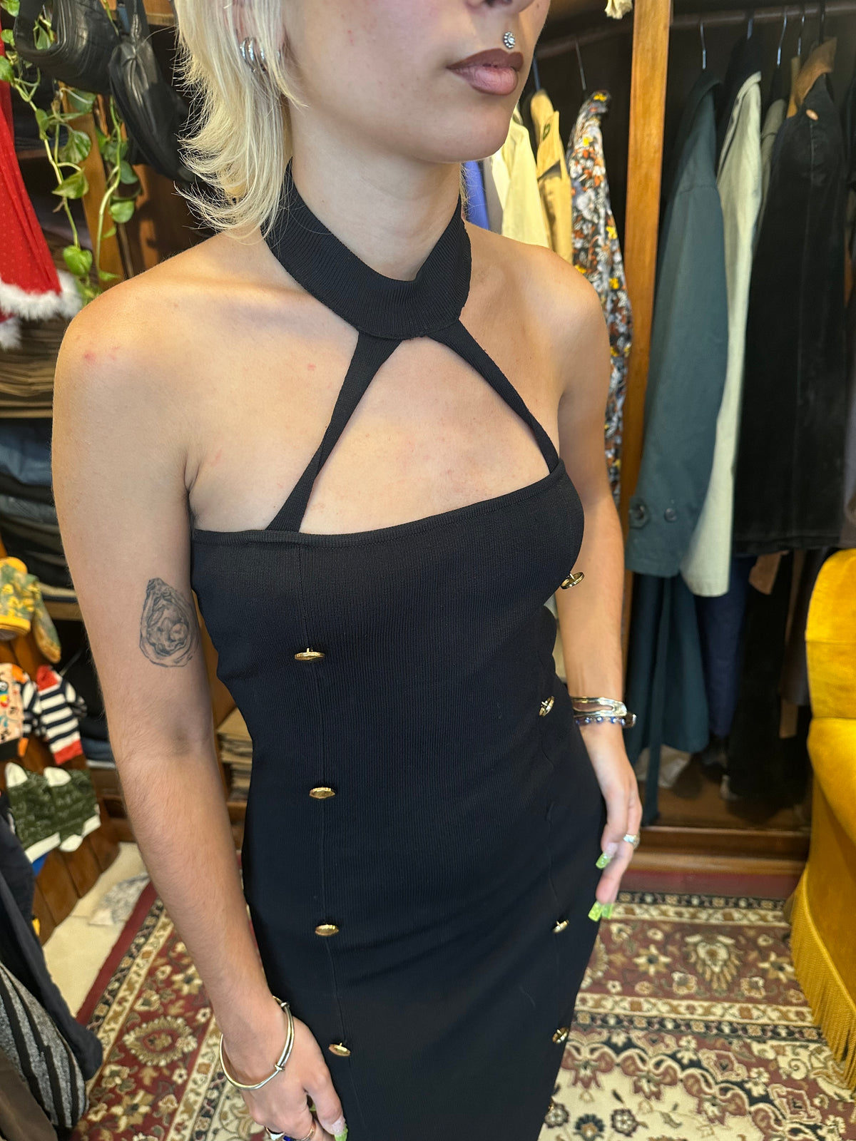 Black choker dress