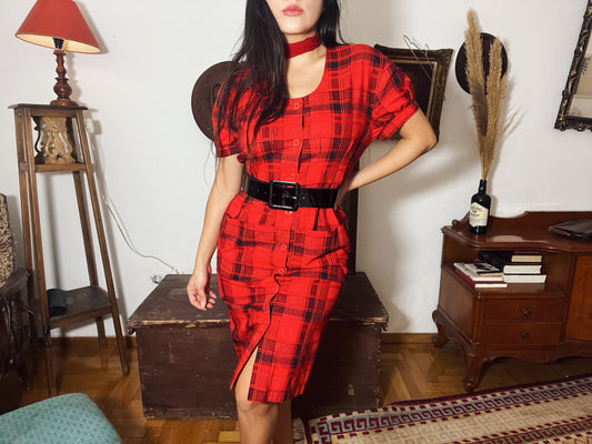 90s button up plaid dress .Fits best S/M