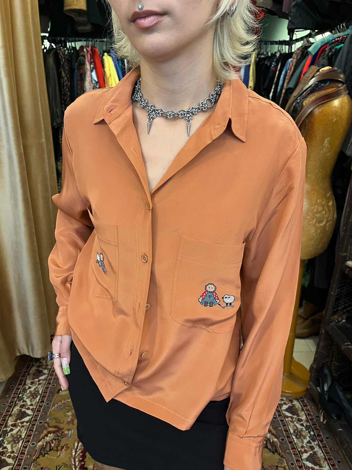 Vintage button up patterned shirt