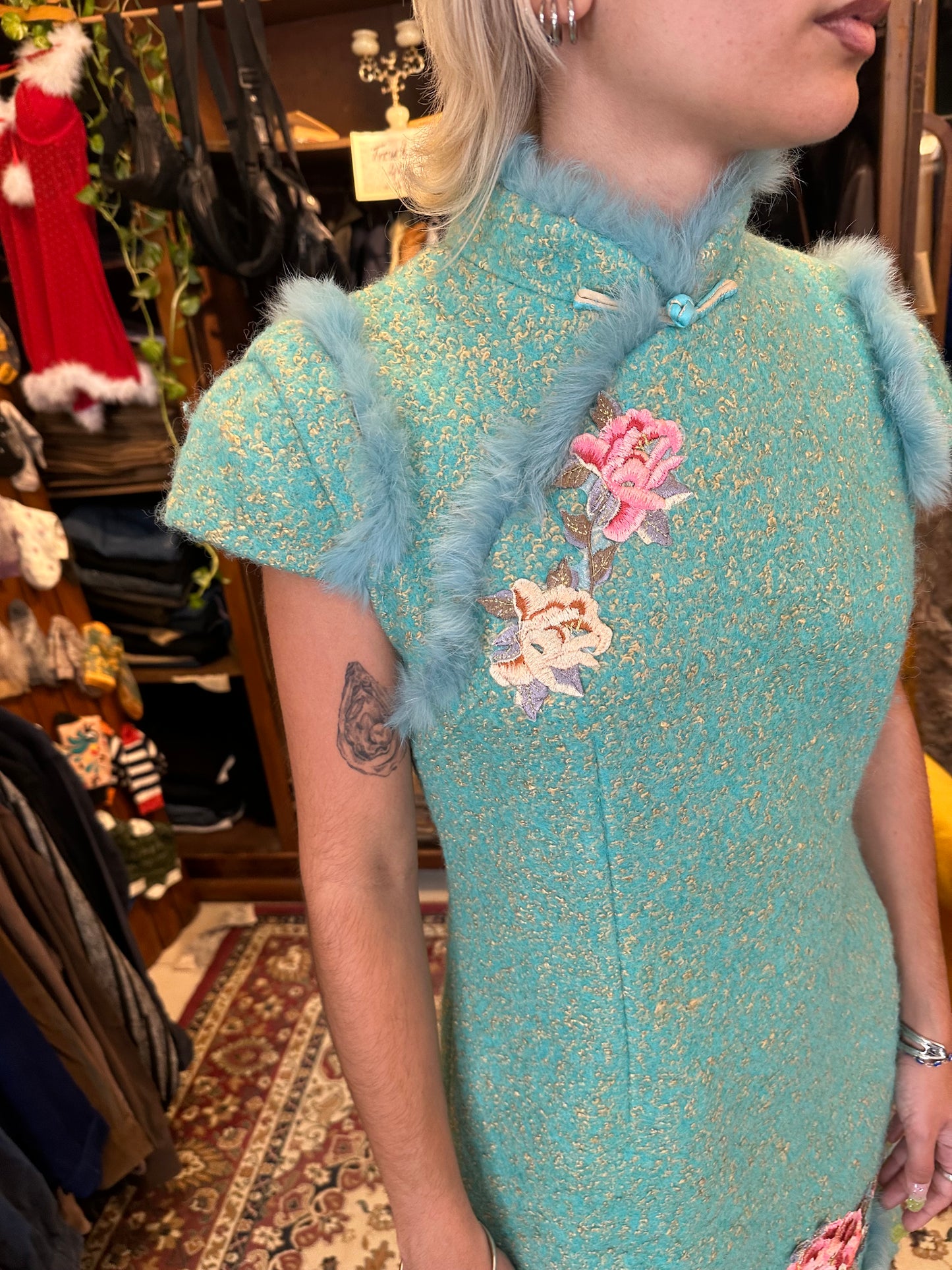 Vintage Baby Blue Qipao