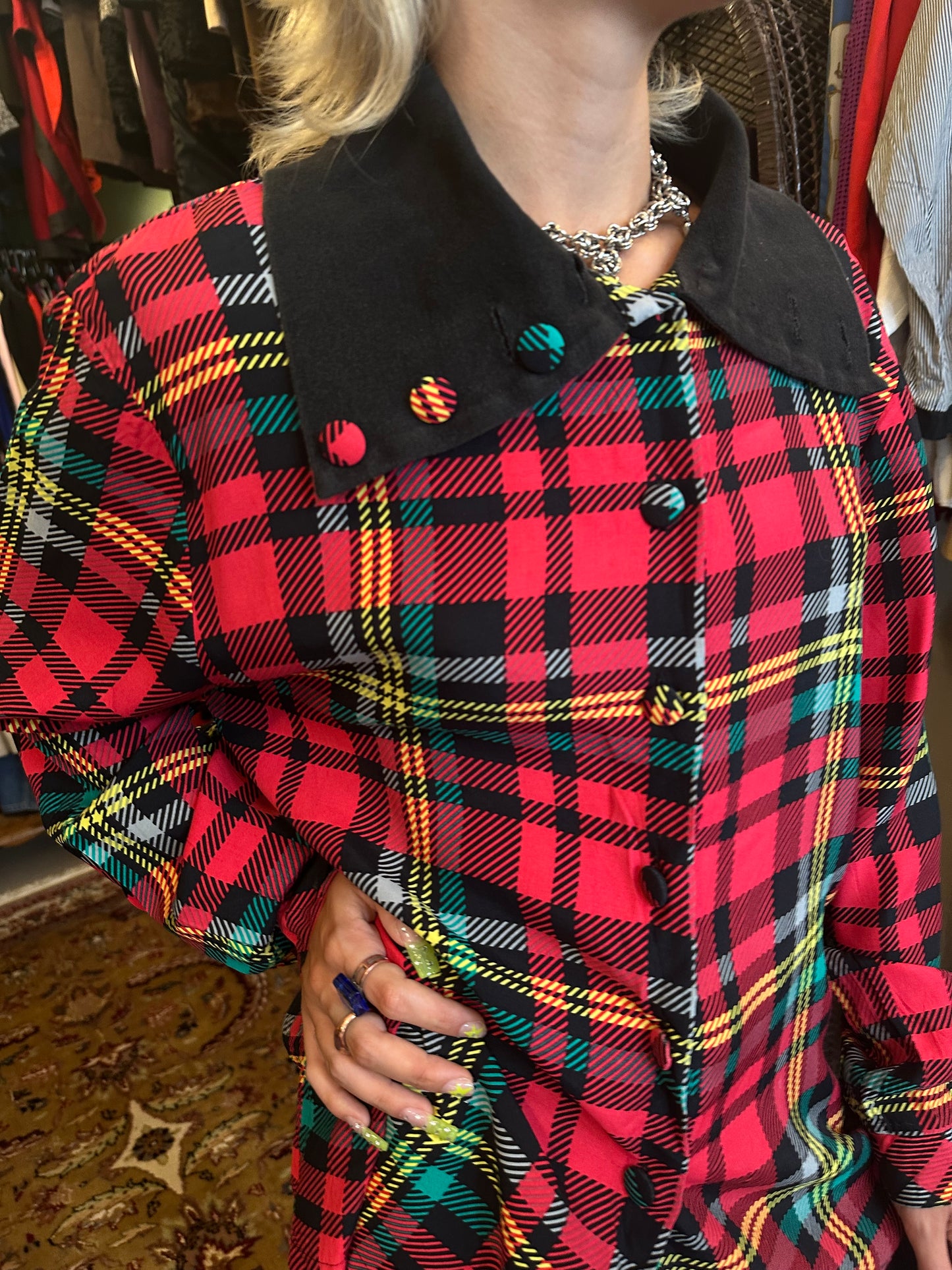 Vintage Plaid Bright Red Shirt