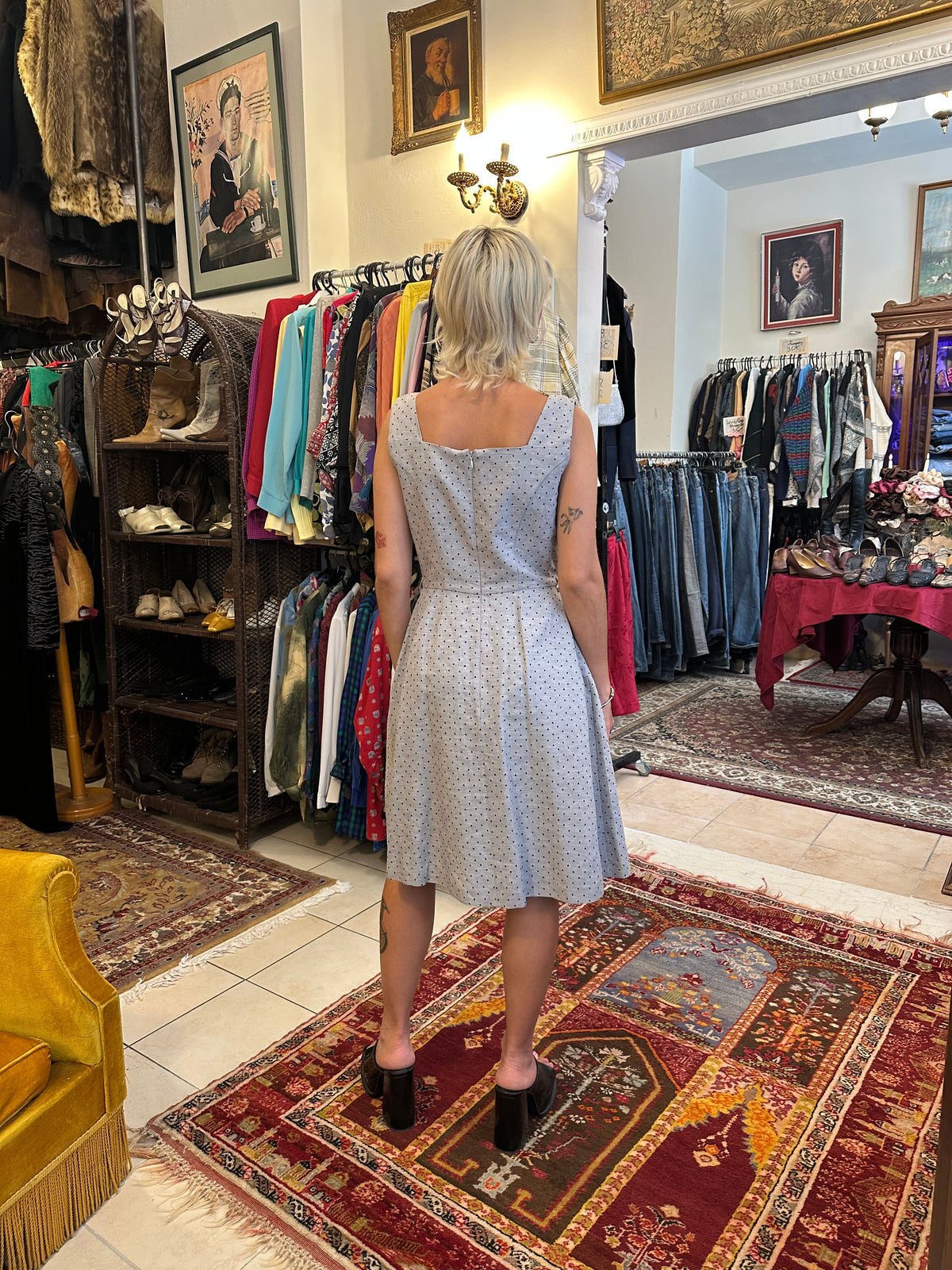 Vintage Grey Midi Dress
