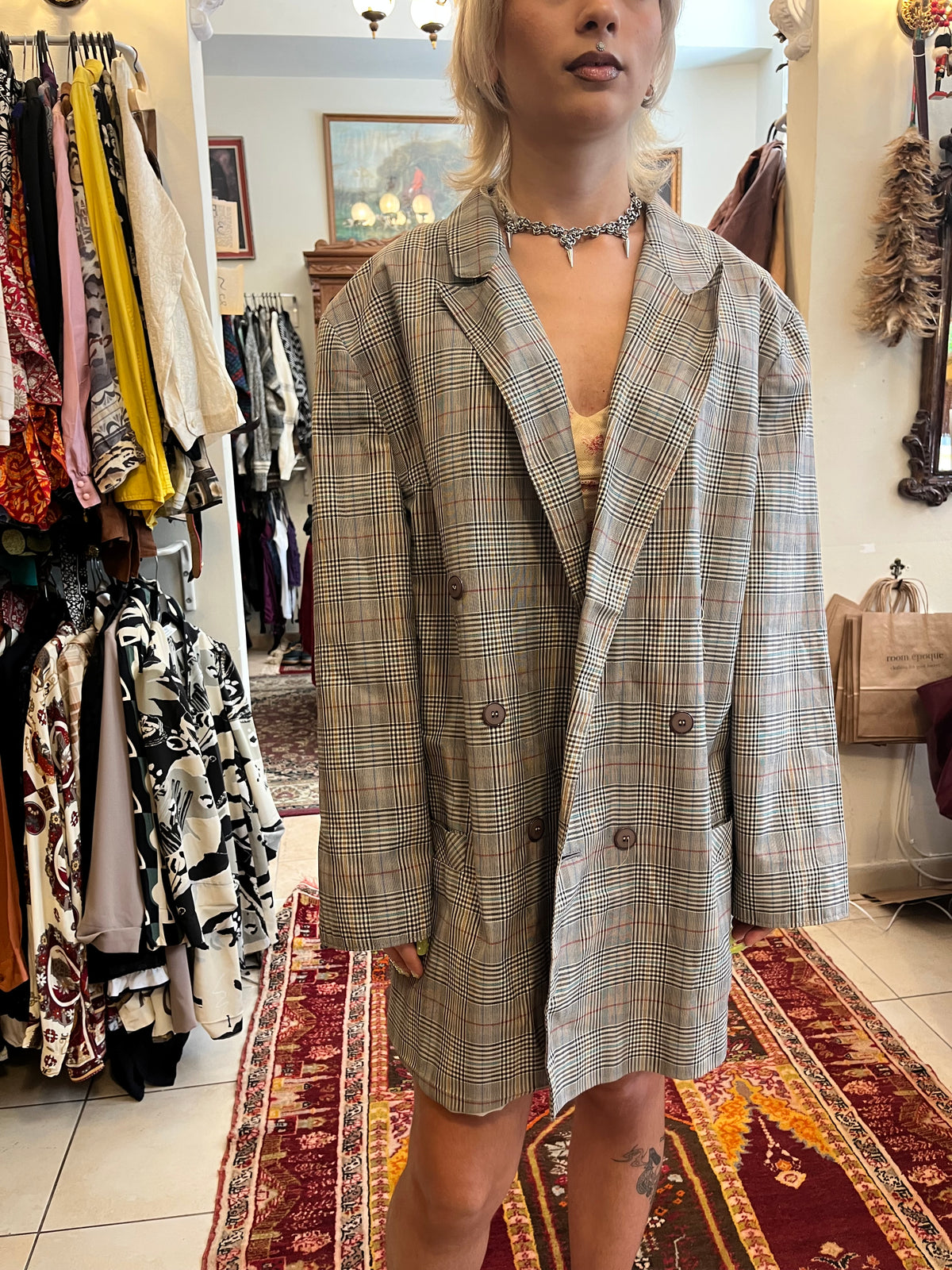 Oversized plaid blazer