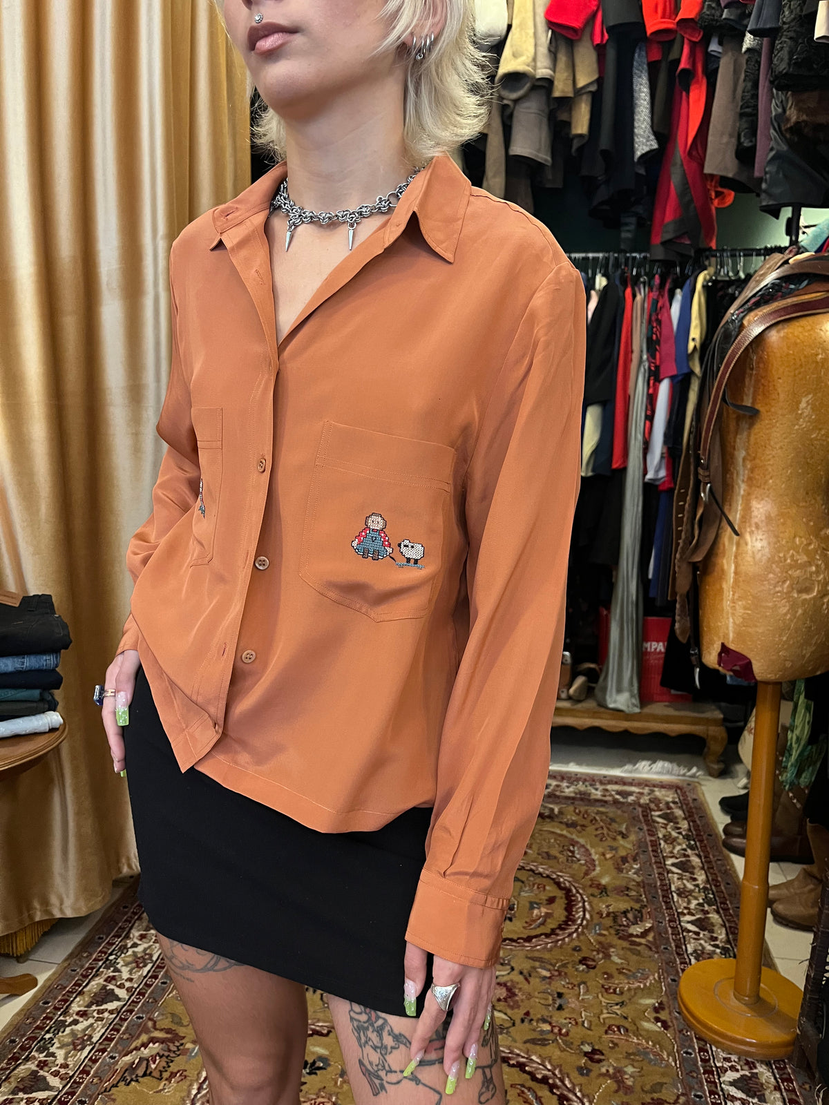 Vintage button up patterned shirt