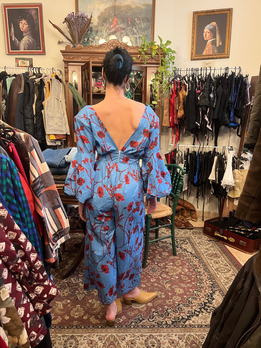 Vintage floral jumpsuit .Fits best S