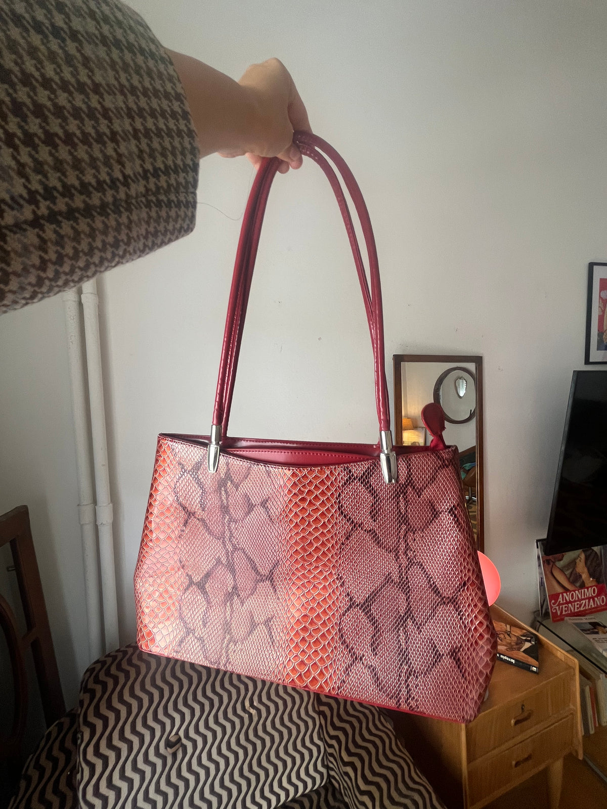 90s snake print handbag