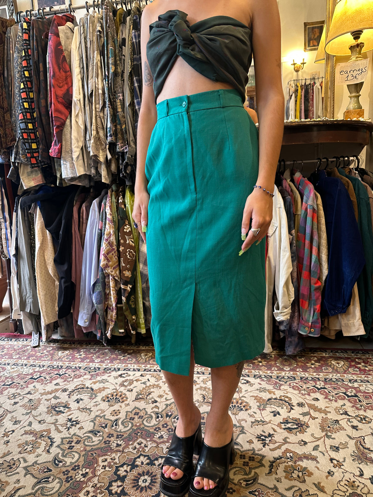 Vintage Midi Turquoise Skirt