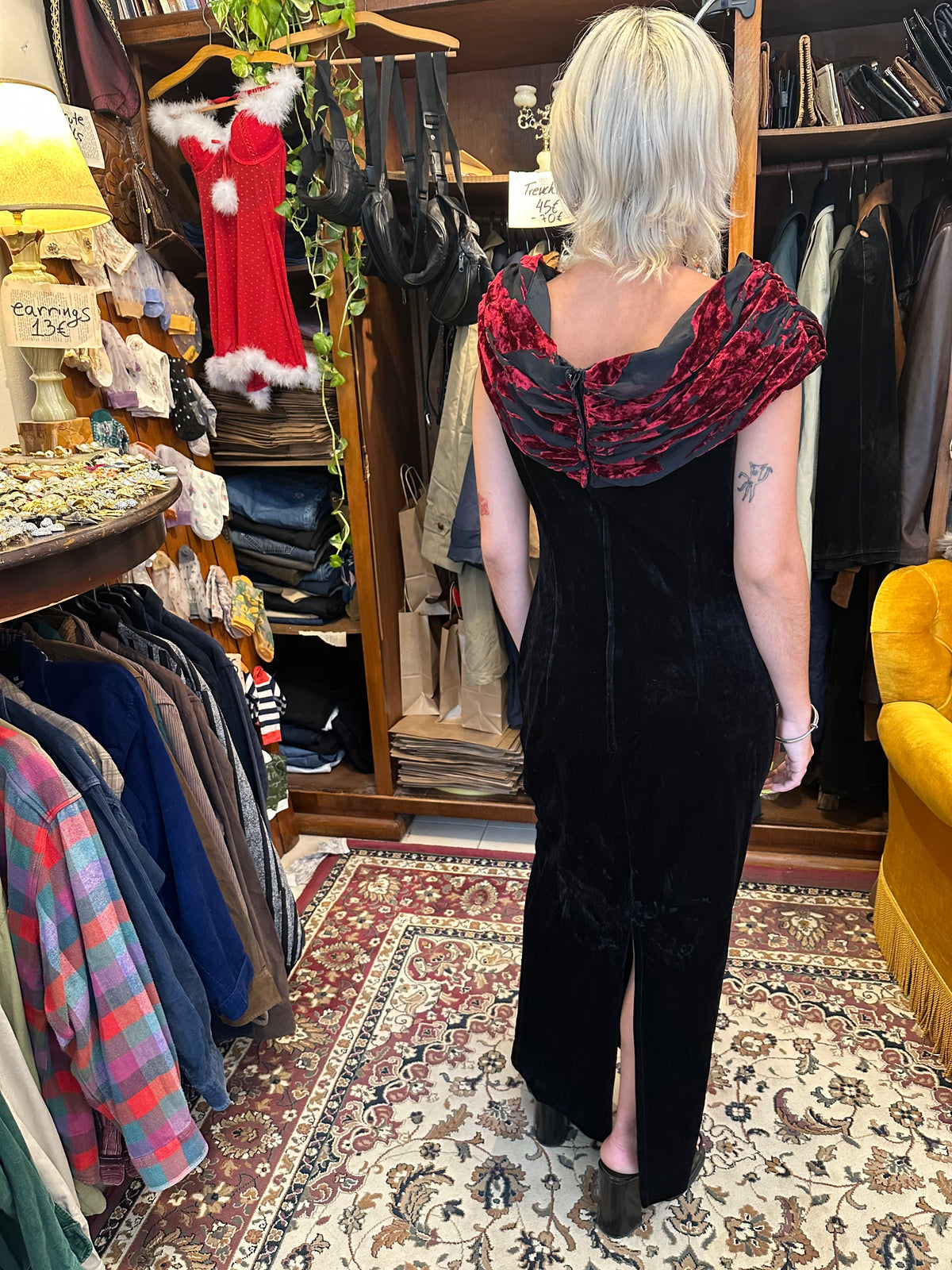 Vintage Red & Black Maxi Dress
