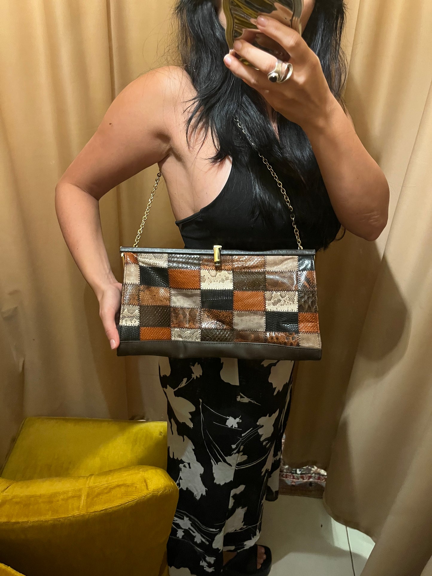 Vintage leather patches bag