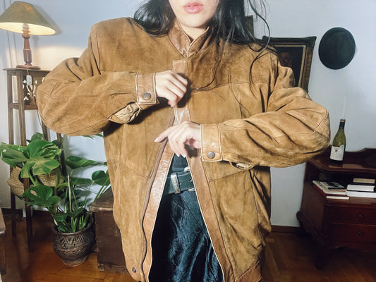 90s suede zip up jacket .Fits best S/M