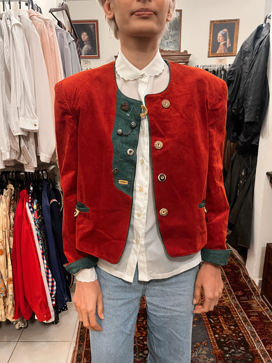 Suede button up jacket in red ♥️Fits best M