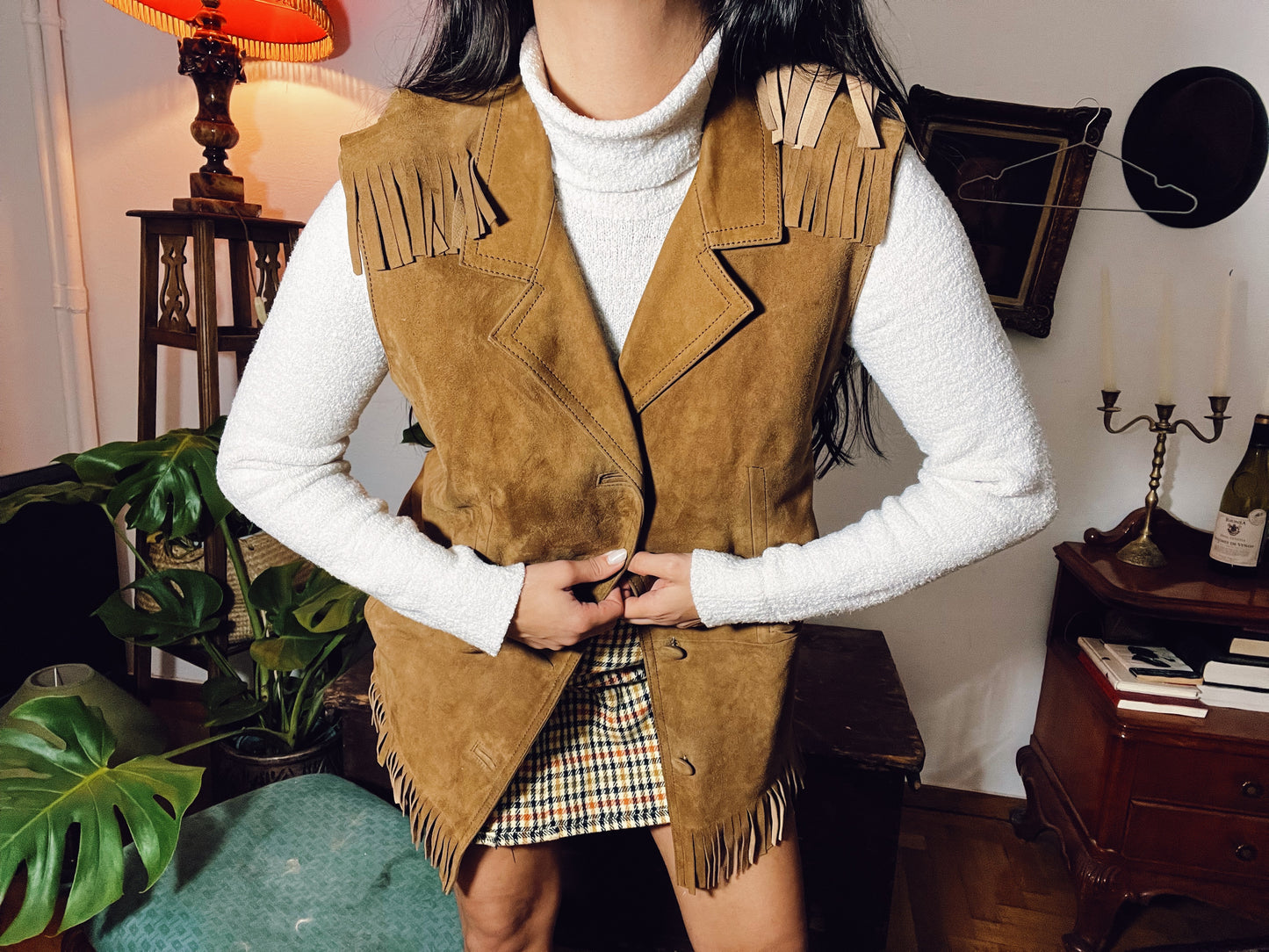 80s cowboy vest in suede ♥️Fits S-L