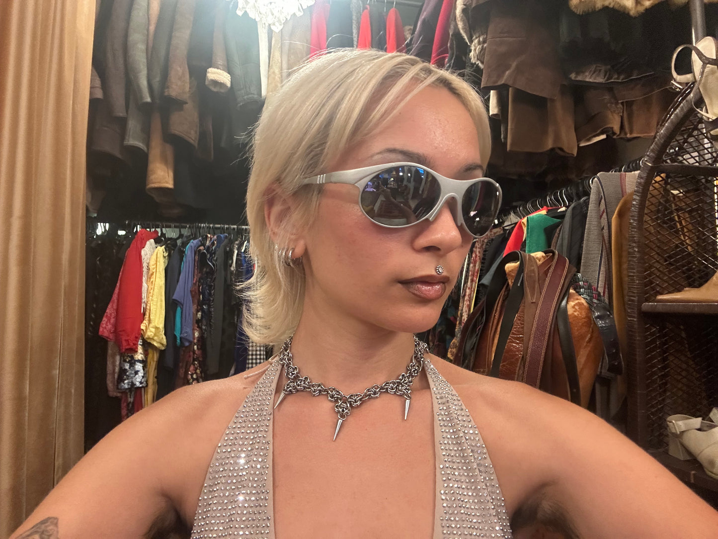 Futuristic Vintage Silver Sunglasses
