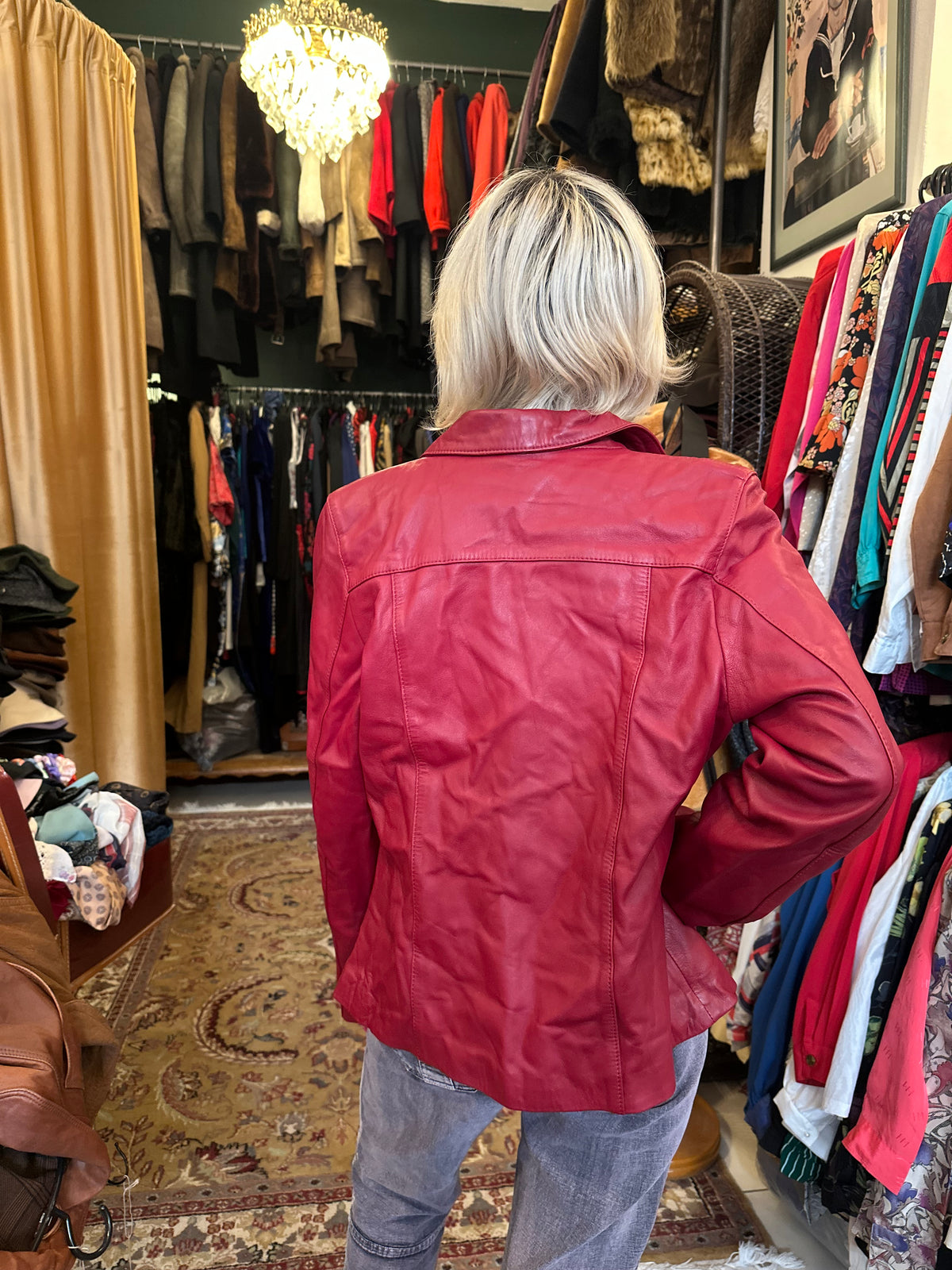 Vintage Wine Red Leather Jacket