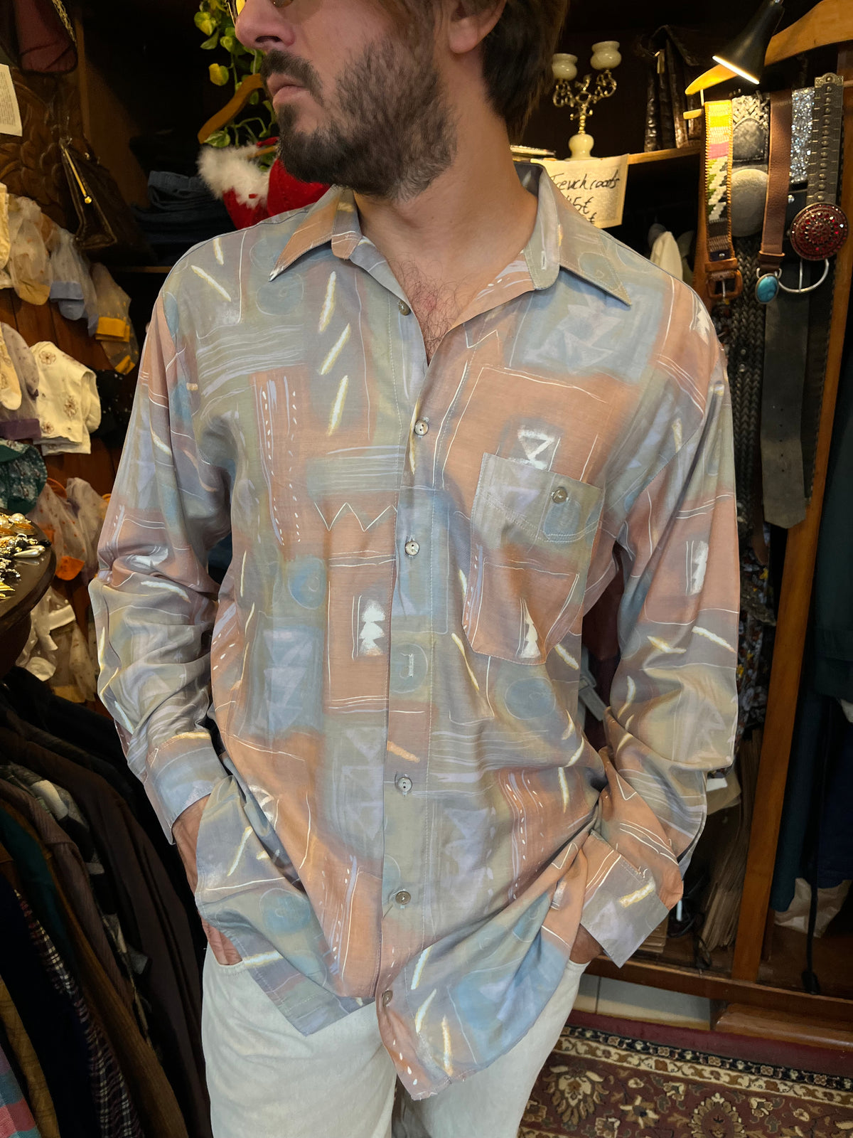Vintage button up patterned shirt