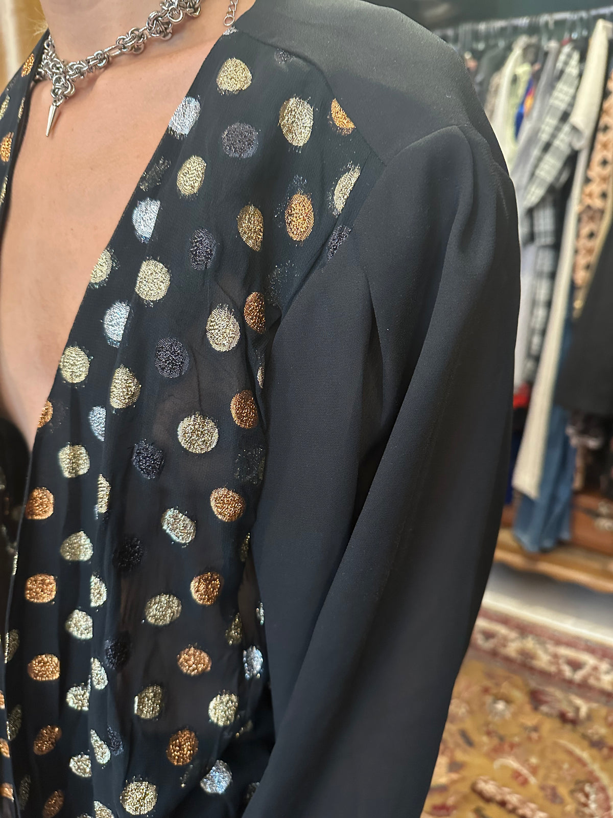 Gold & Silver Polka Dot Vintage Blazer