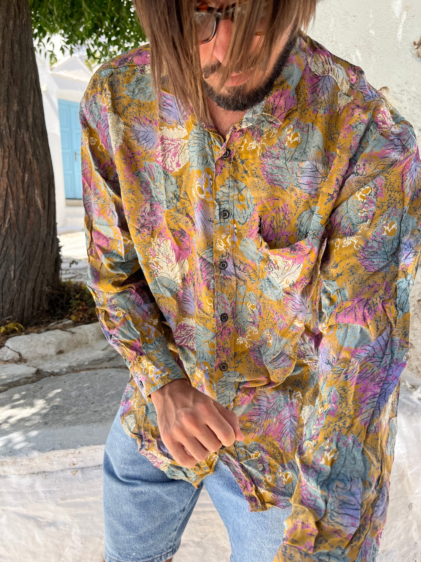 Vintage boys button up funky shirt .