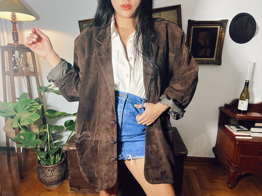 90s oversized suede button up jacket .Fits S-XL