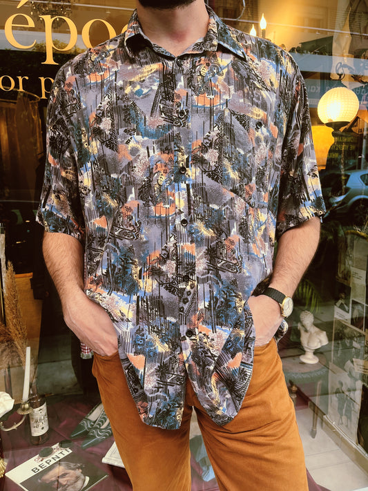 90s button up funky boys M /L shirt