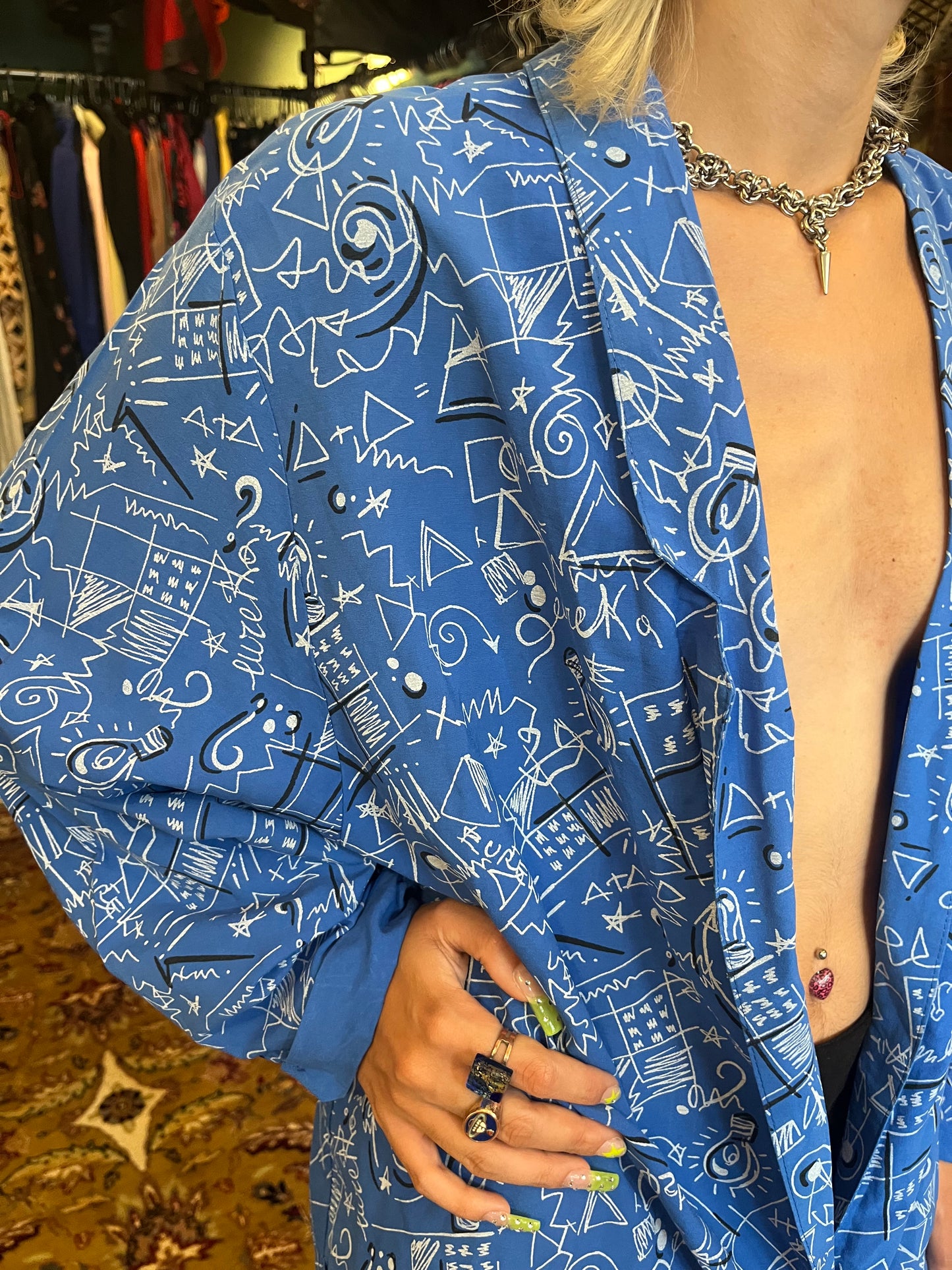 One button patterned Kimono /blazer