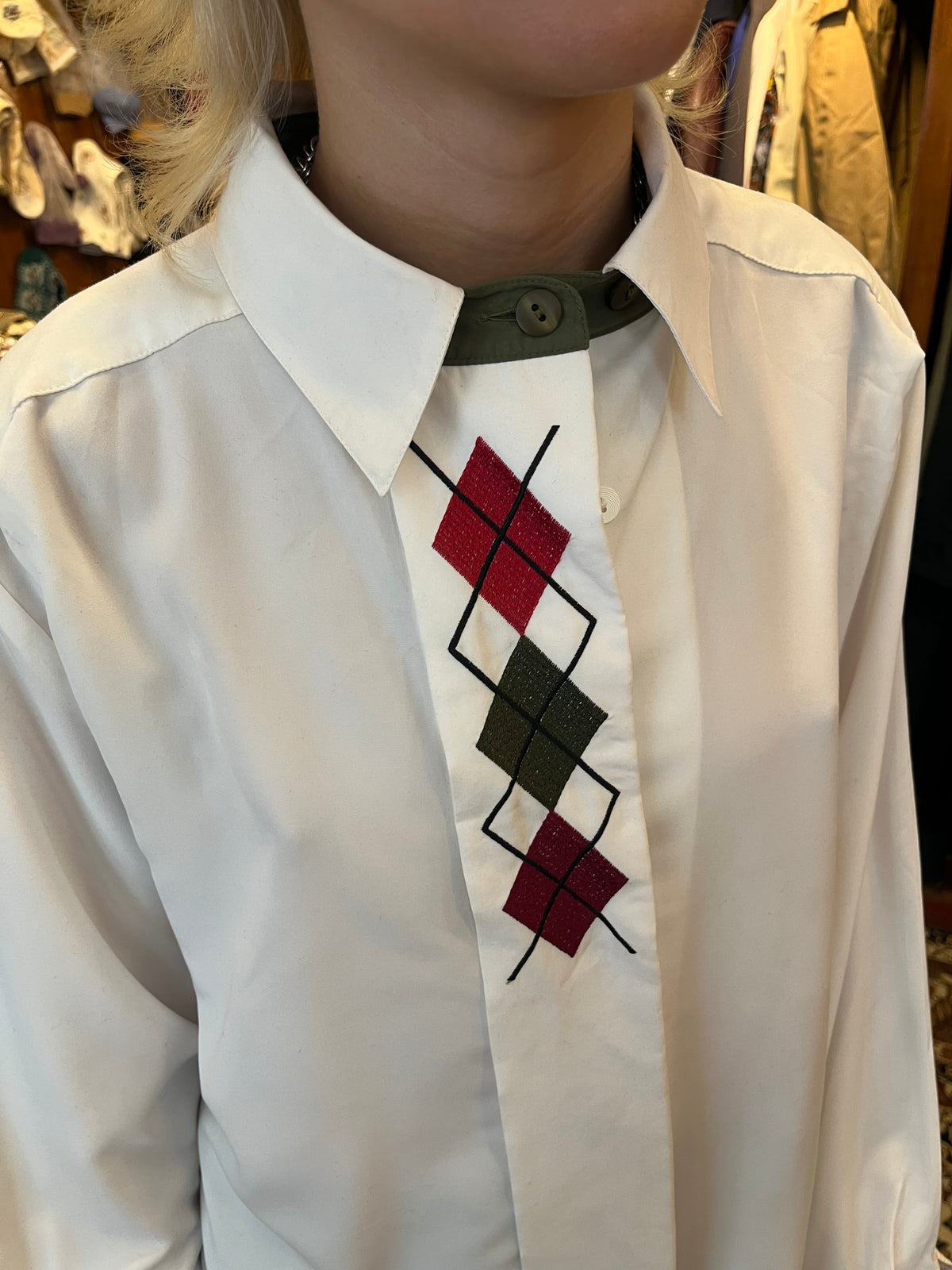 Vintage button up patterned collared 70s shirt