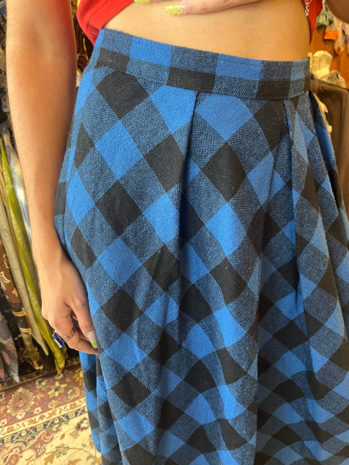 Plaid wool skirt