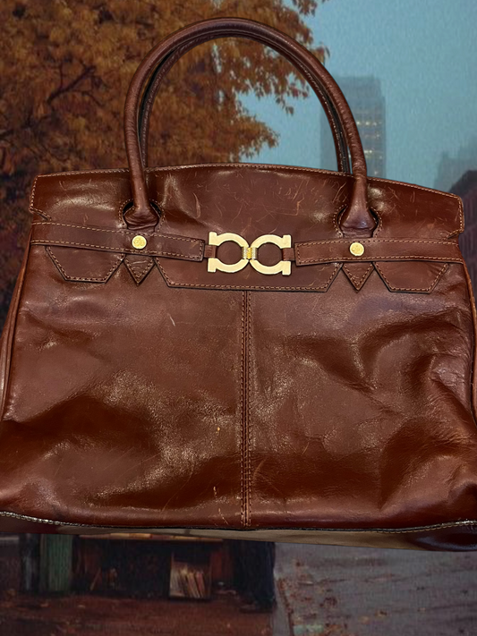 90s leather zip up handbag