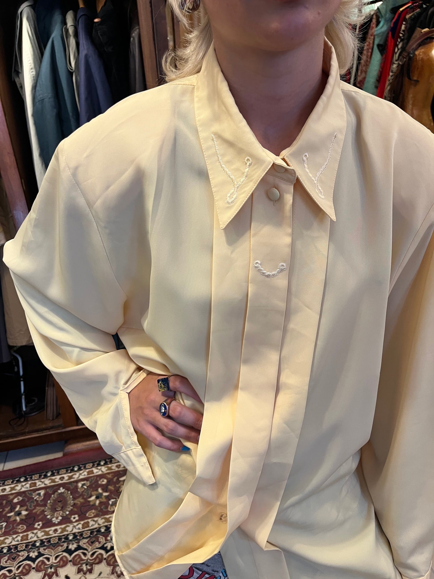 Pale Yellow White Vintage Shirt