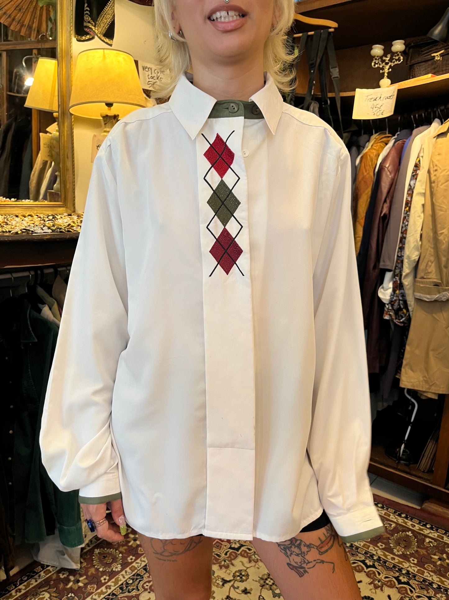 Vintage button up patterned collared 70s shirt