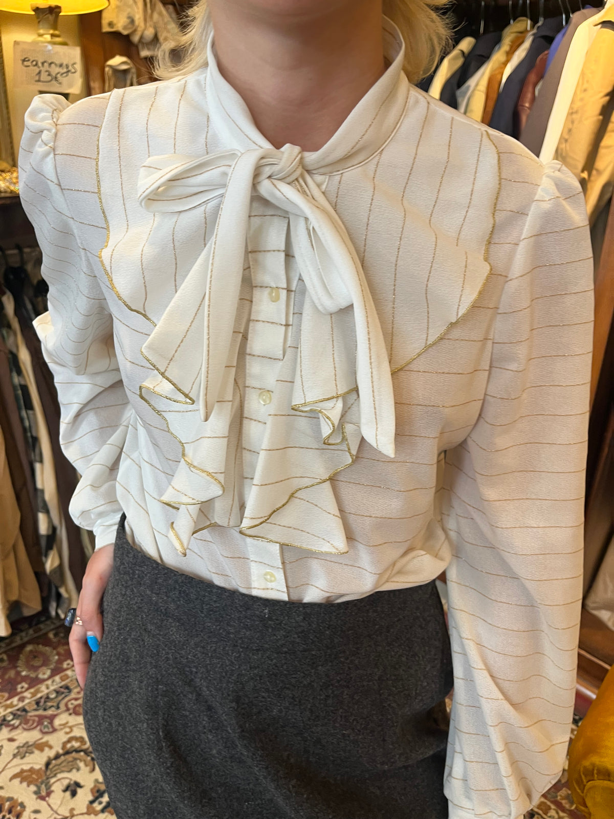 Vintage ruffle tie shirt