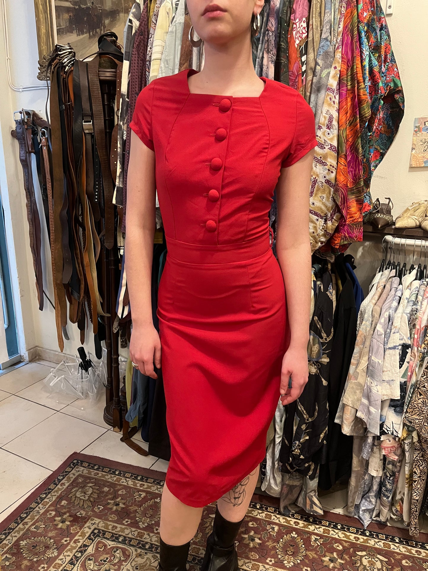 XS small button dress
