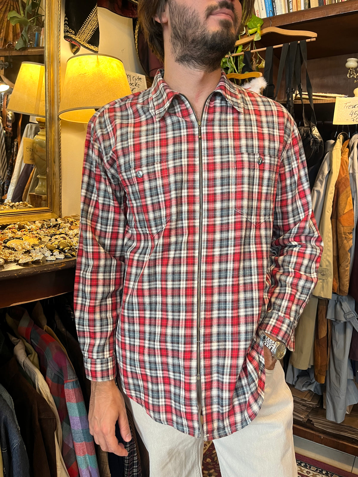 Vintage button up plaid  shirt