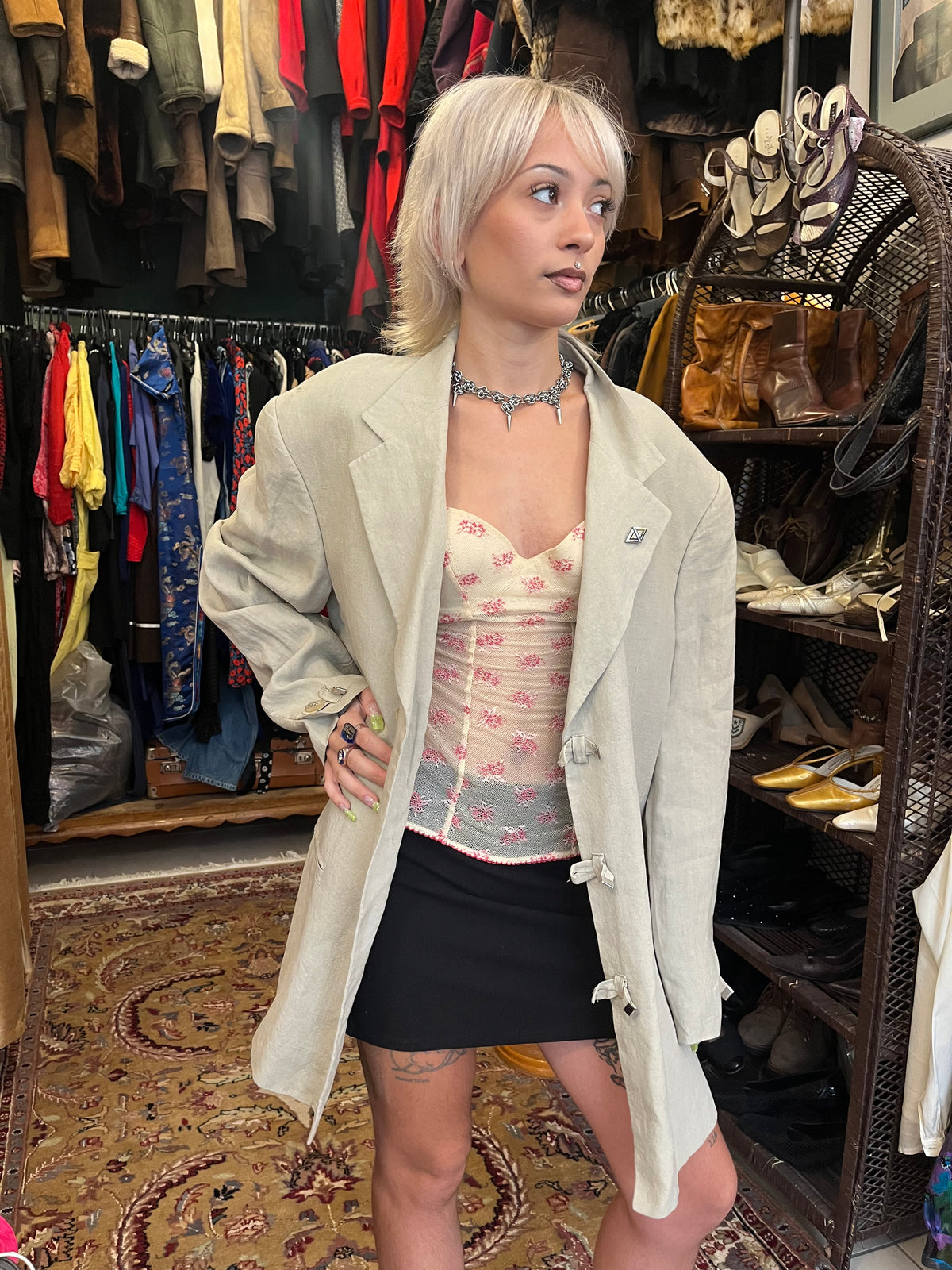 Linen button up blazer