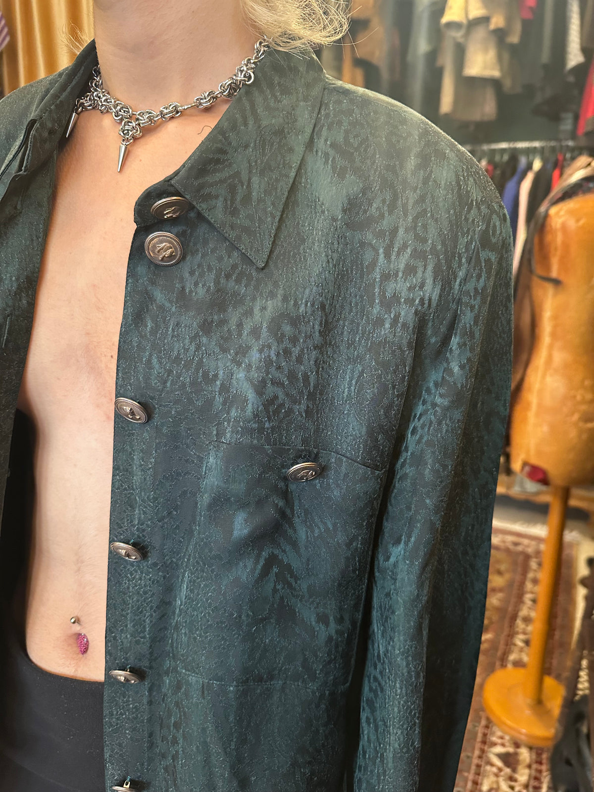 Vintage Leopard Dark Green Shirt