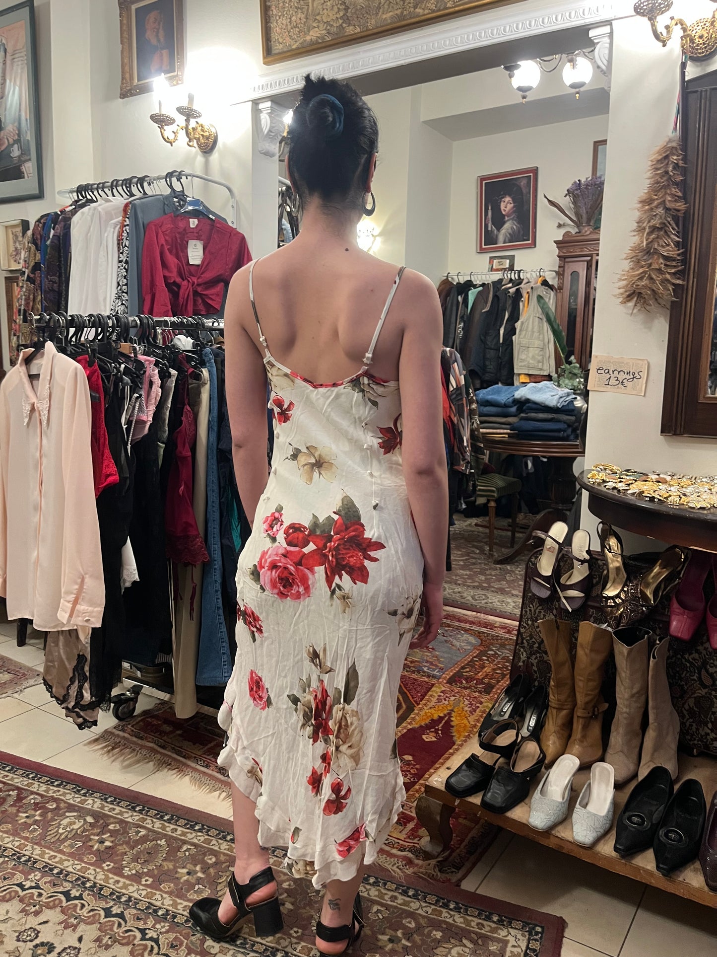 90s floral dress .XS/S (laces are missing)