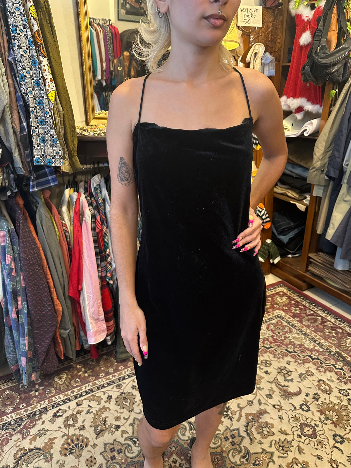 Black Velvet Mini Dress