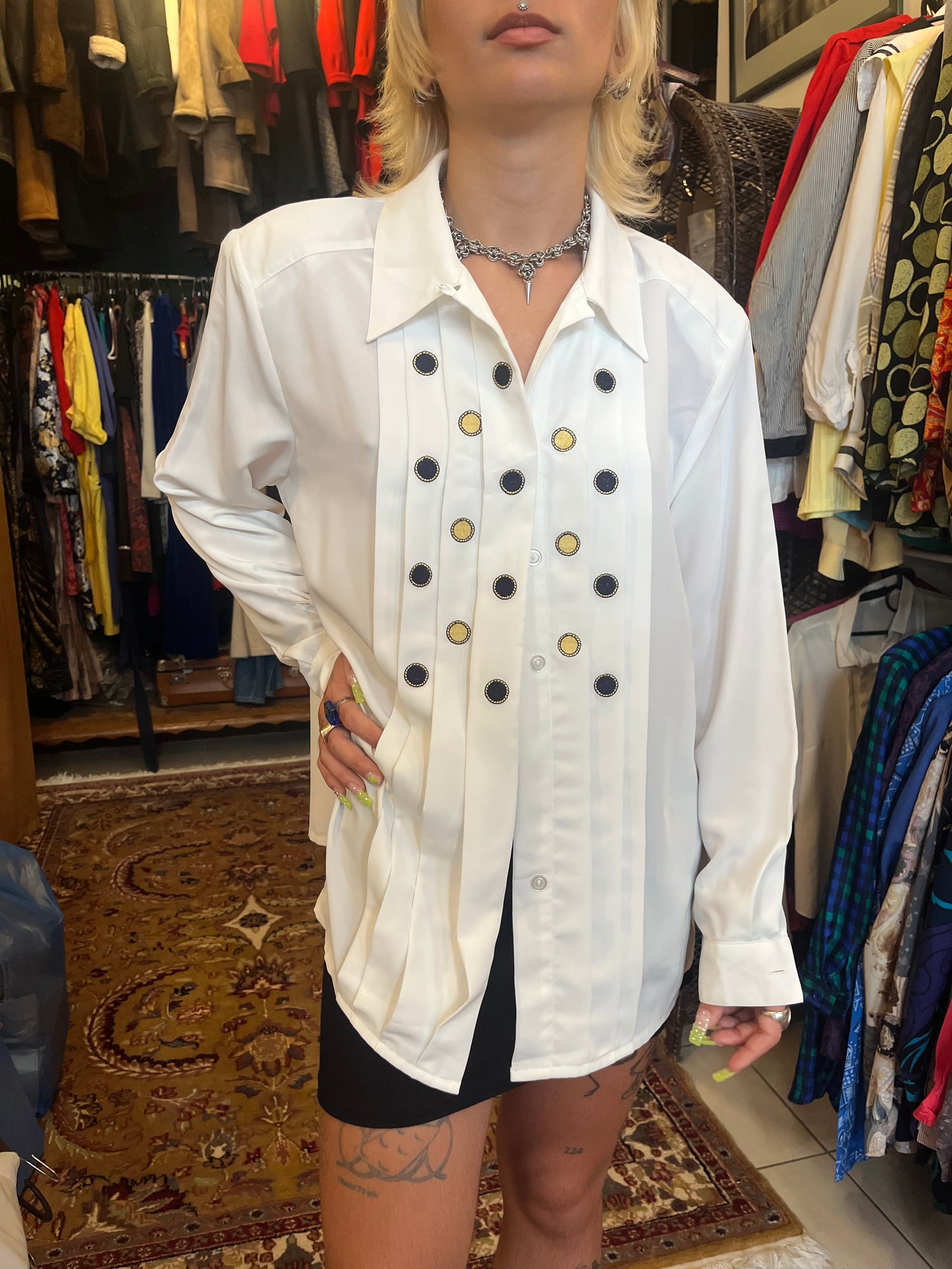 Vintage button up pattern shirt
