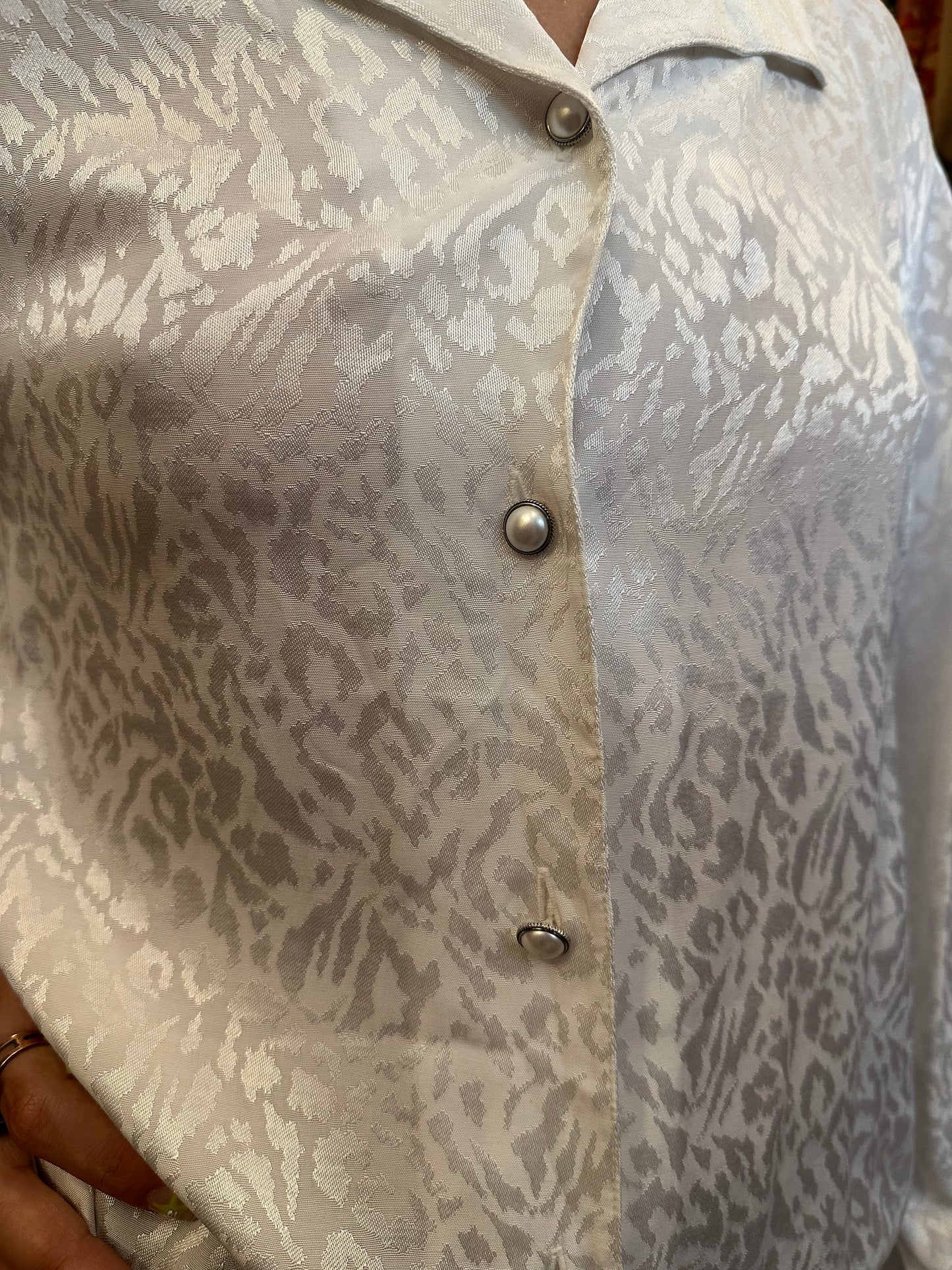 White Leopard Print Vintage Shirt