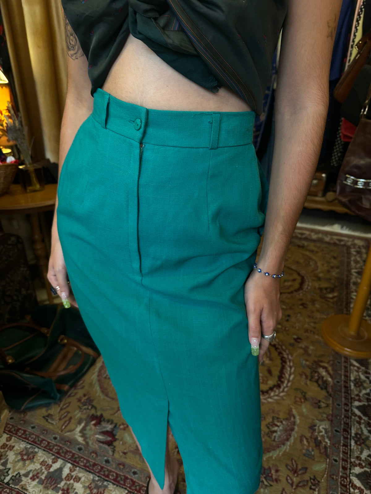 Vintage Midi Turquoise Skirt