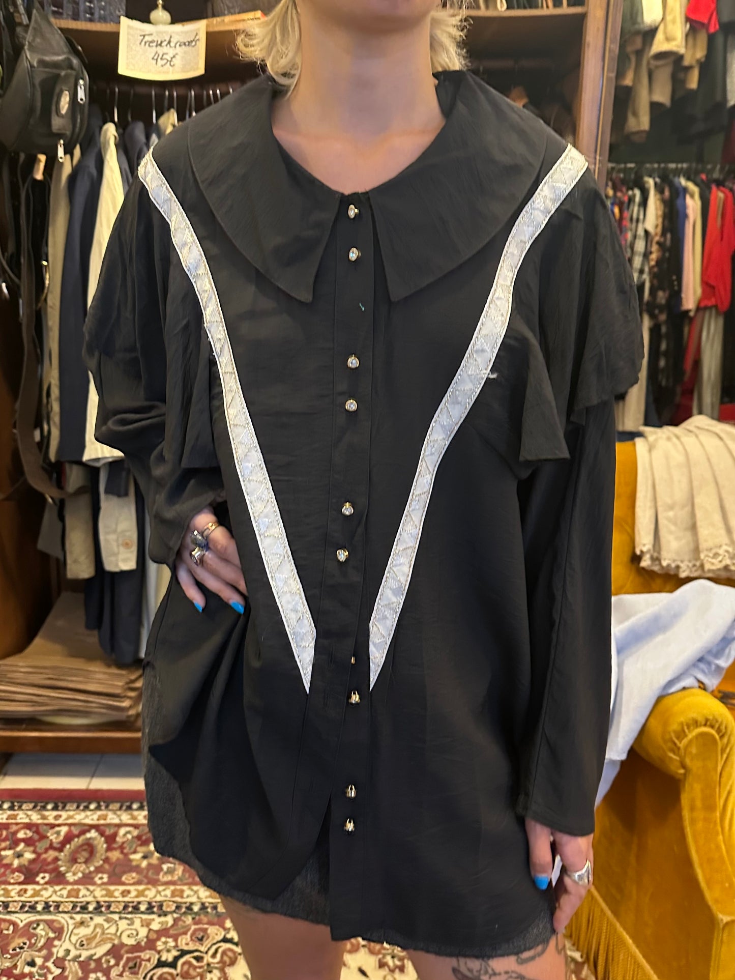 Vintage Shirt with Ruffle Detail