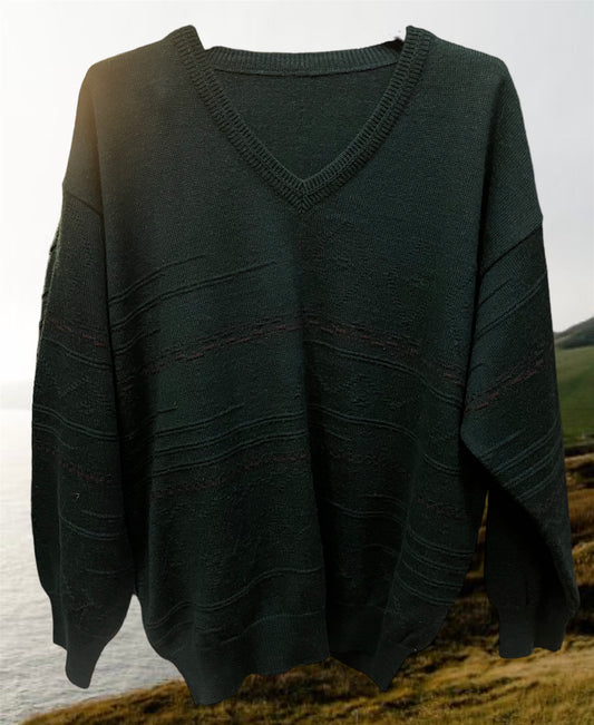 90s dark green plain classic jumper