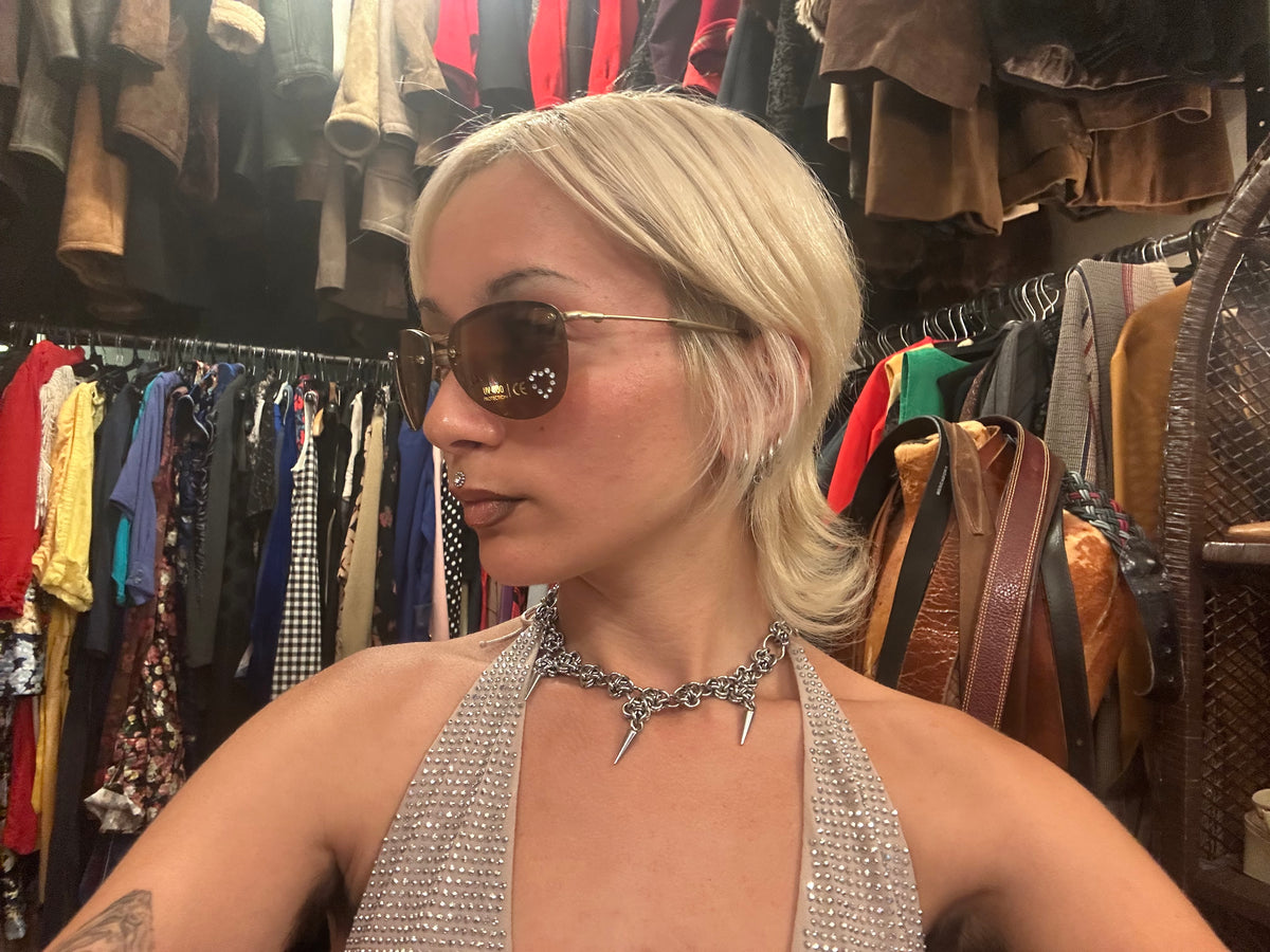 Vintage Aviator Sunglasses with Rhinestone Heart