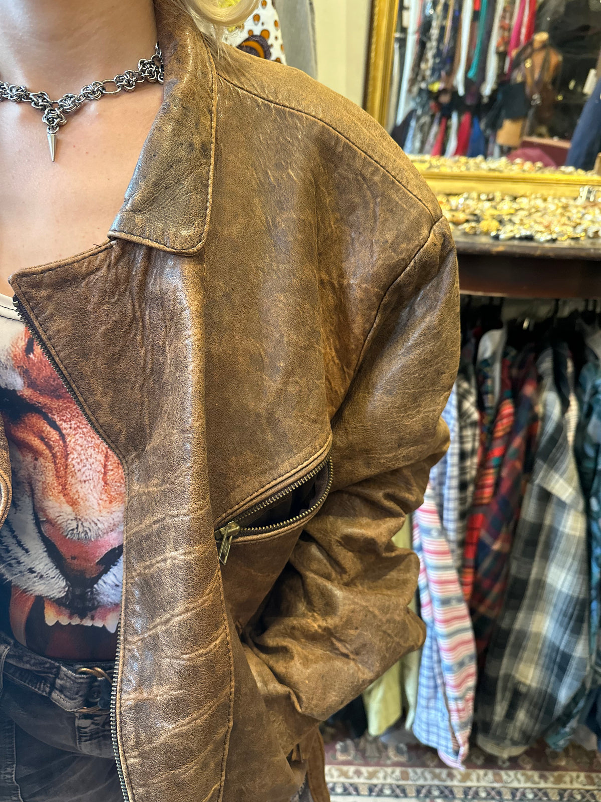 Vintage Brown Leather Jacket