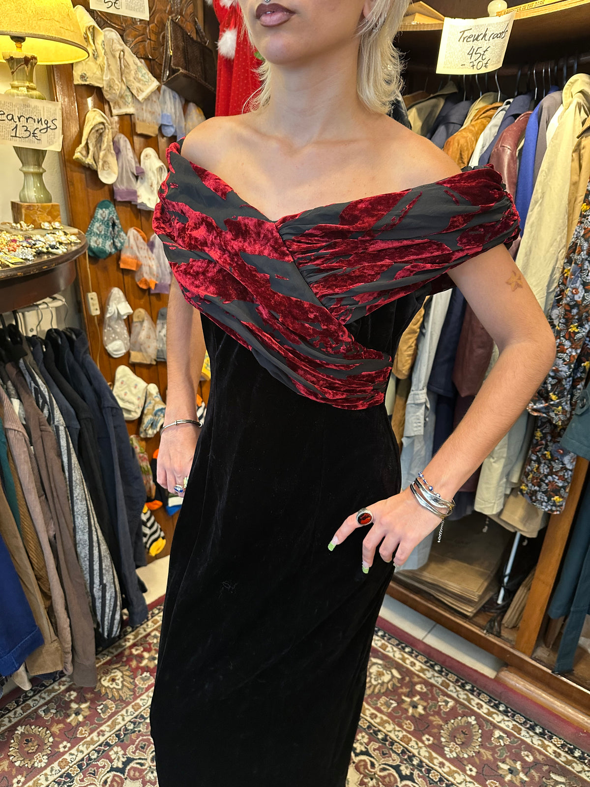 Vintage Red & Black Maxi Dress